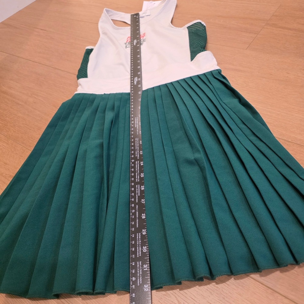 Palmes Forest PTFO Tennis Dress Small White Green Pleated Racerback Preppy NWT - Picture 8 of 11